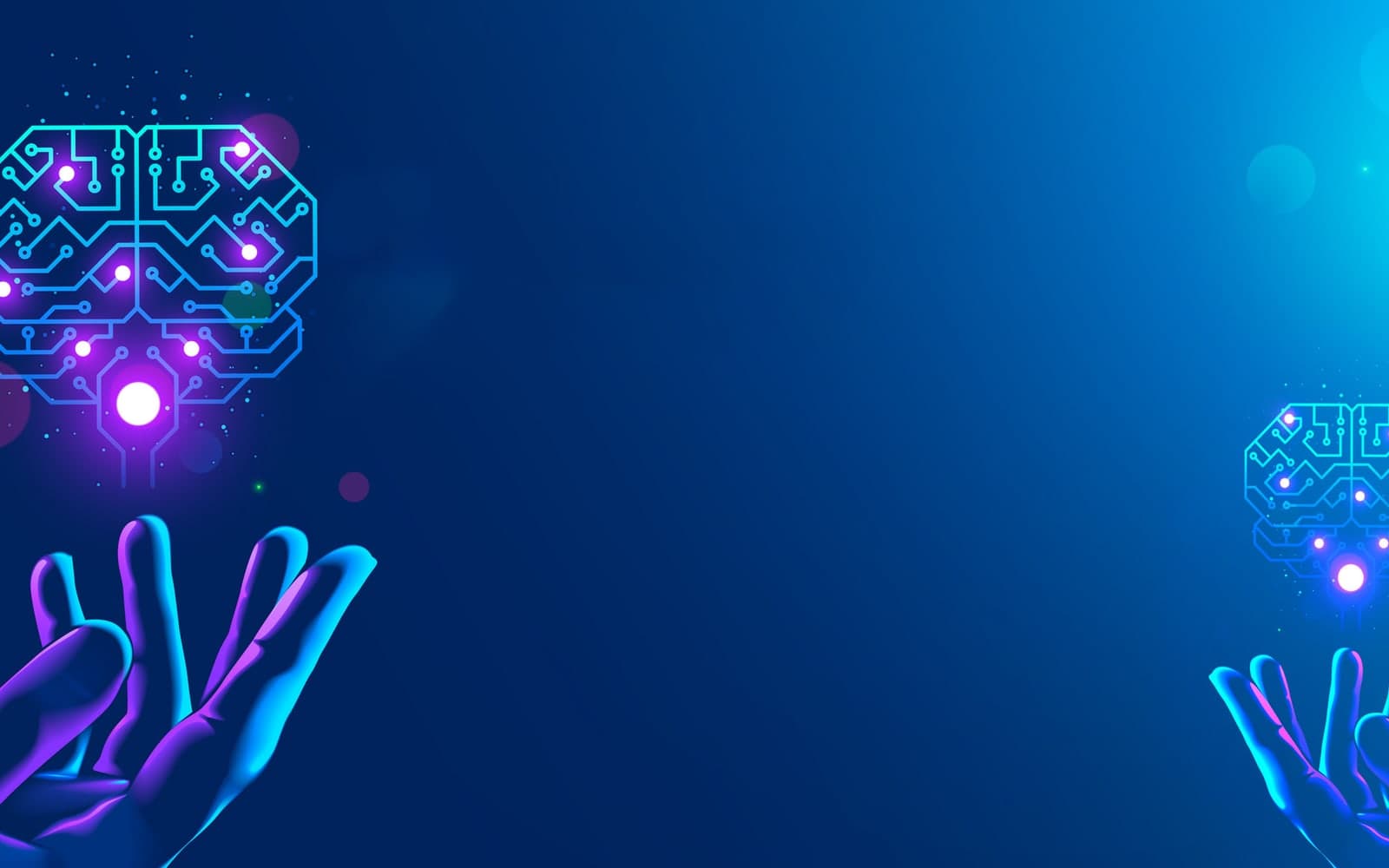 The AI Startup Forum's own banner graphic: cupped hands beneath a circuit-drawn brain, lit blue